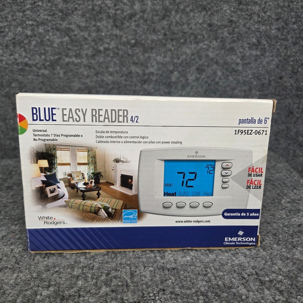 Emerson White Rodgers Blue Easy Reader Programmable Thermostat 1F95EZ-0671 New